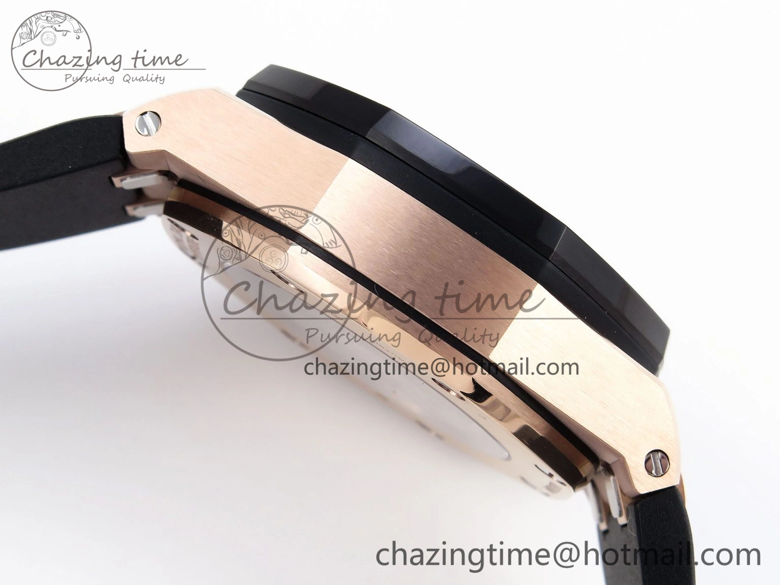 Bold Royal Oak Offshore 44mm RG Black Ceramic Bezel APF 1:1 Best Edition Black Silver Dial on Black Rubber Strap A 4548