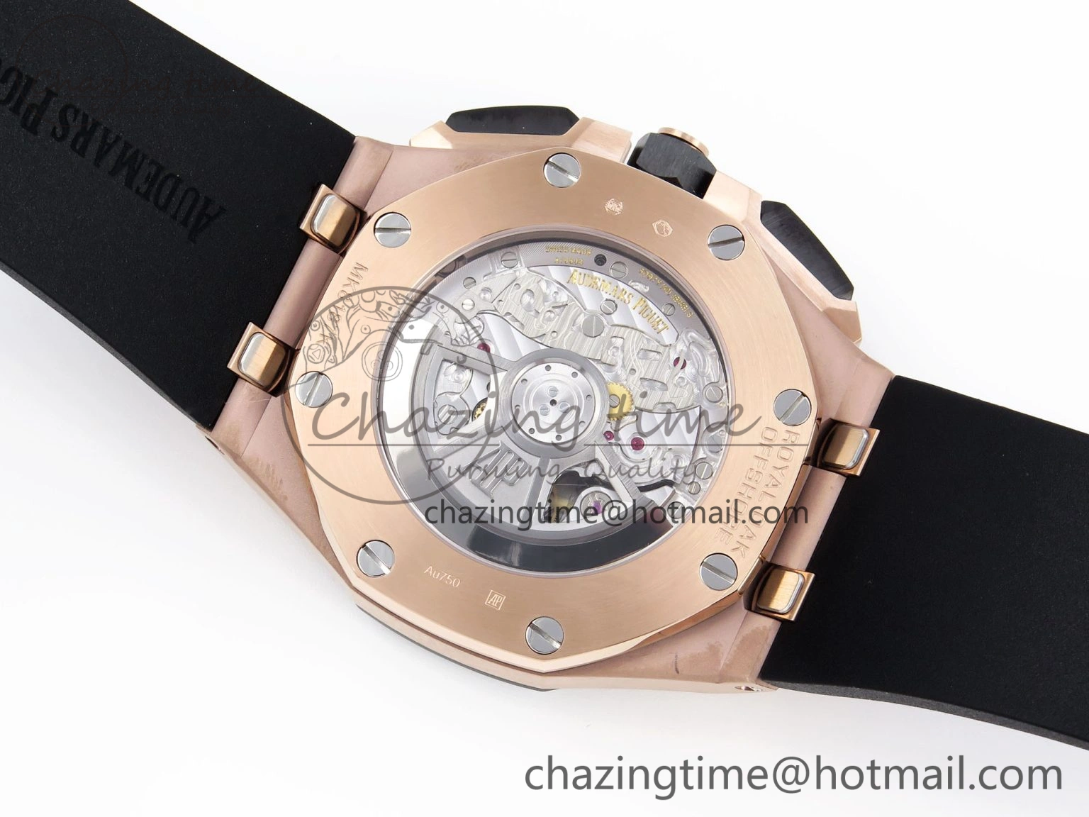 Bold Royal Oak Offshore 44mm RG Black Ceramic Bezel APF 1:1 Best Edition Black Silver Dial on Black Rubber Strap A 4548