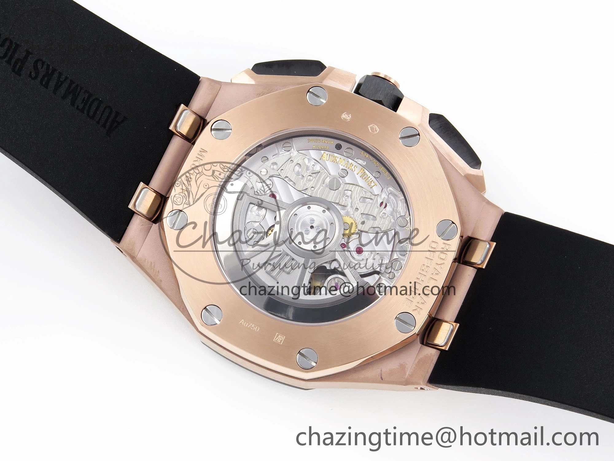 Bold Royal Oak Offshore 44mm RG Black Ceramic Bezel APF 1:1 Best Edition Black Silver Dial on Black Rubber Strap A 4548