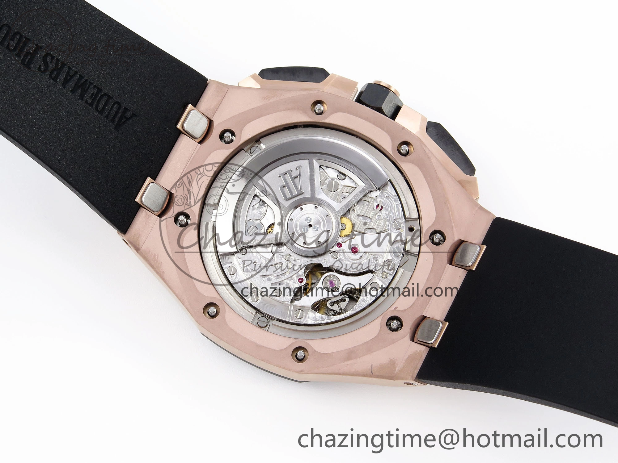 Bold Royal Oak Offshore 44mm RG Black Ceramic Bezel APF 1:1 Best Edition Black Silver Dial on Black Rubber Strap A 4548