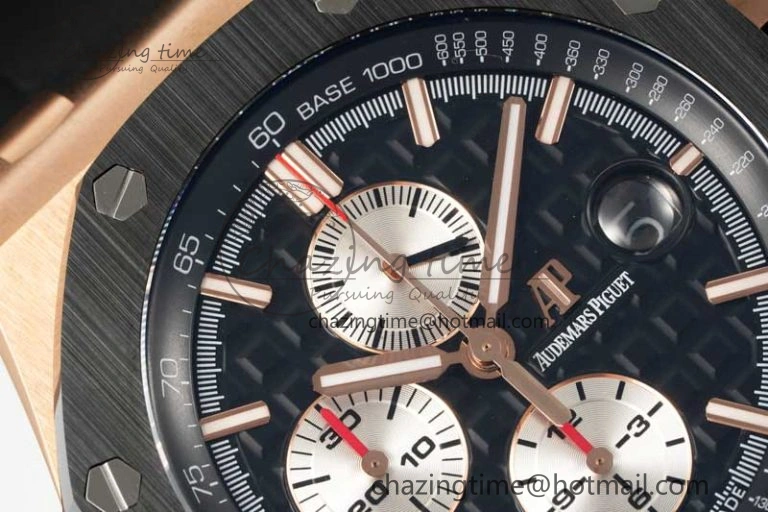 Sporty Royal Oak Offshore 44mm RG Black Ceramic Bezel APF 1:1 Best Edition on Rubber Strap A 4775