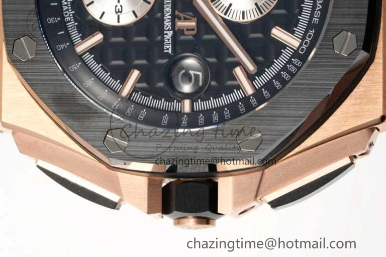 Sporty Royal Oak Offshore 44mm RG Black Ceramic Bezel APF 1:1 Best Edition on Rubber Strap A 4775