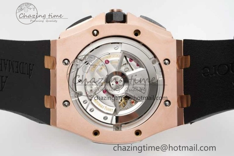 Sporty Royal Oak Offshore 44mm RG Black Ceramic Bezel APF 1:1 Best Edition on Rubber Strap A 4775