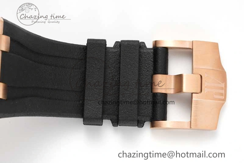 Sporty Royal Oak Offshore 44mm RG Black Ceramic Bezel APF 1:1 Best Edition on Rubber Strap A 4775