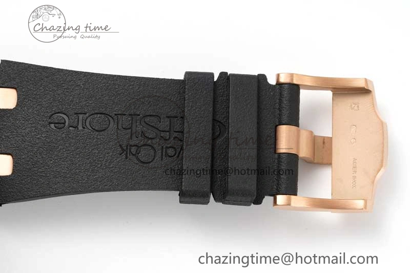 Sporty Royal Oak Offshore 44mm RG Black Ceramic Bezel APF 1:1 Best Edition on Rubber Strap A 4775