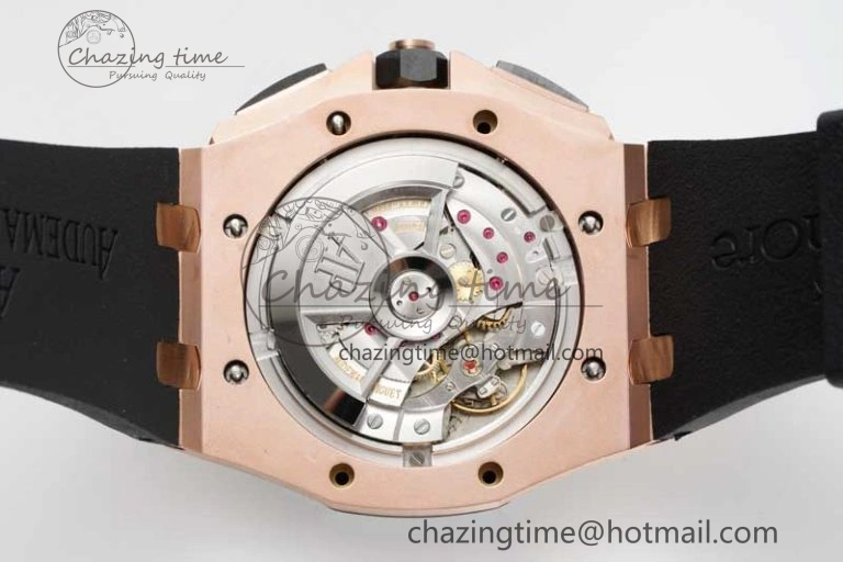 Sporty Royal Oak Offshore 44mm RG Black Ceramic Bezel APF 1:1 Best Edition on Rubber Strap A 4775