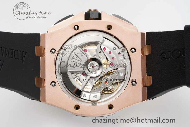 Sporty Royal Oak Offshore 44mm RG Black Ceramic Bezel APF 1:1 Best Edition on Rubber Strap A 4775