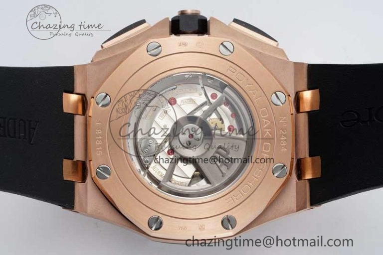 AllSeason Royal Oak Offshore 44mm RG Ceramic Bezel APF 1:1 Best Edition Black Dial on Rubber Strap A 4724