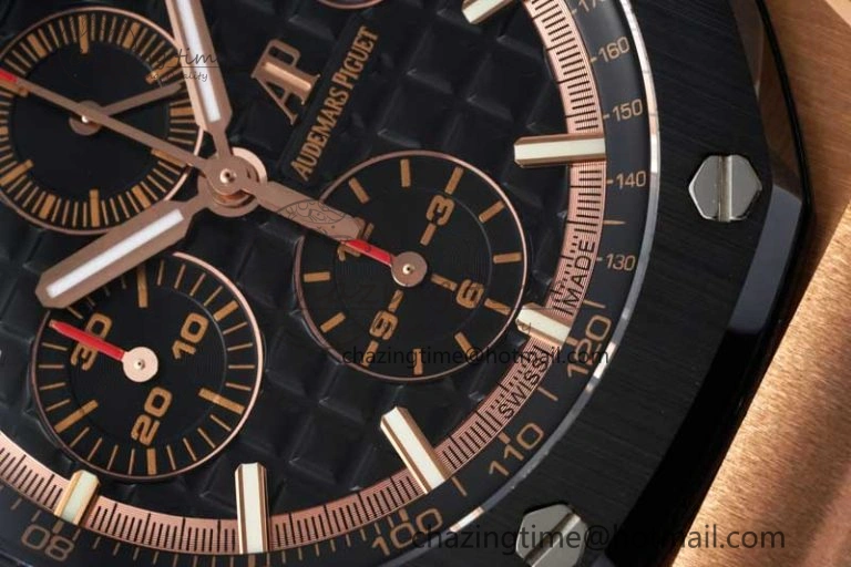 AllSeason Royal Oak Offshore 44mm RG Ceramic Bezel APF 1:1 Best Edition Black Dial on Rubber Strap A 4724