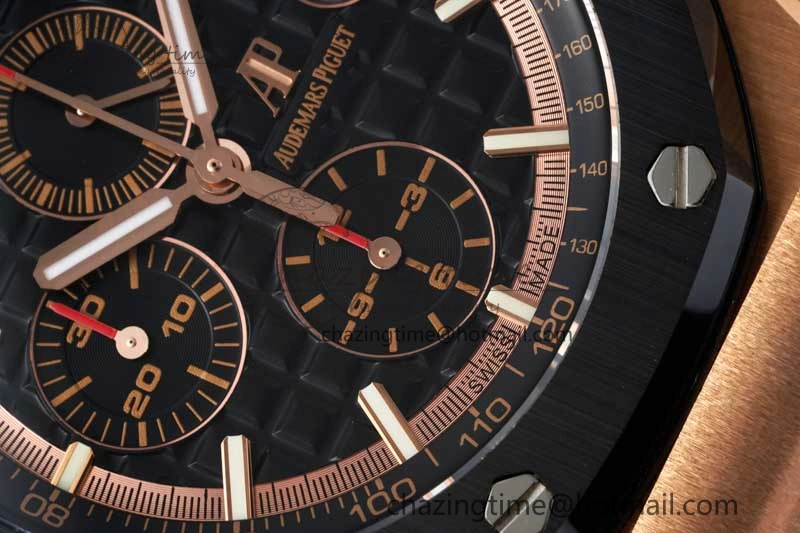 AllSeason Royal Oak Offshore 44mm RG Ceramic Bezel APF 1:1 Best Edition Black Dial on Rubber Strap A 4724
