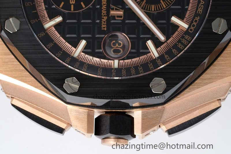 AllSeason Royal Oak Offshore 44mm RG Ceramic Bezel APF 1:1 Best Edition Black Dial on Rubber Strap A 4724