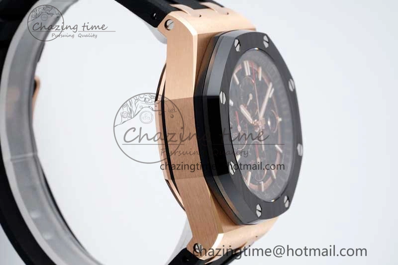 AllSeason Royal Oak Offshore 44mm RG Ceramic Bezel APF 1:1 Best Edition Black Dial on Rubber Strap A 4724