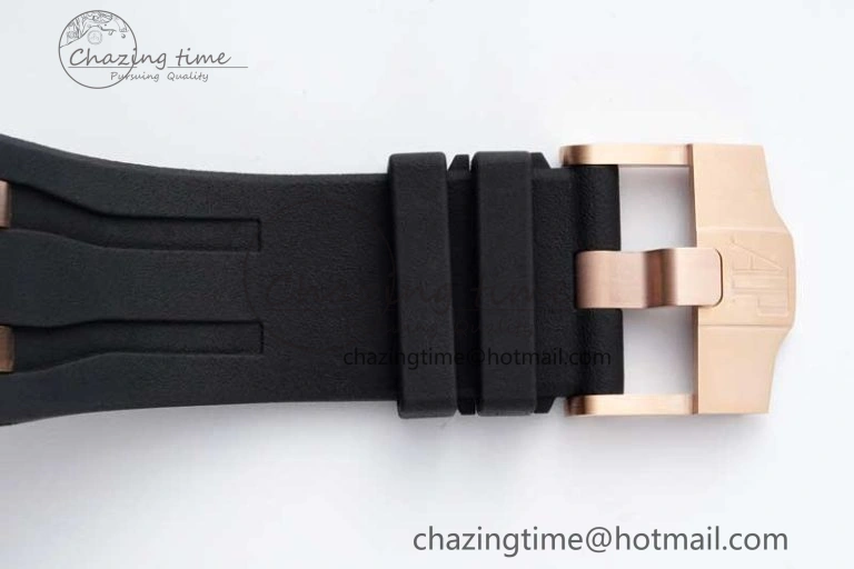 Fashionable Royal Oak Offshore 44mm RG Ceramic Bezel APF 1:1 Best Edition Black White Dial on Rubber Strap A 4743