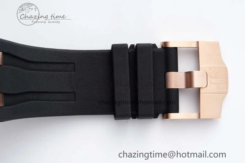 Fashionable Royal Oak Offshore 44mm RG Ceramic Bezel APF 1:1 Best Edition Black White Dial on Rubber Strap A 4743
