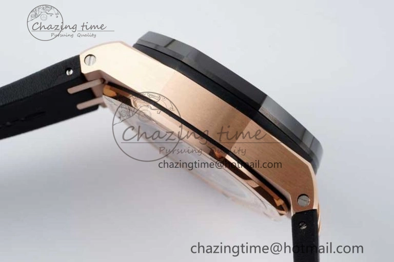 Fashionable Royal Oak Offshore 44mm RG Ceramic Bezel APF 1:1 Best Edition Black White Dial on Rubber Strap A 4743