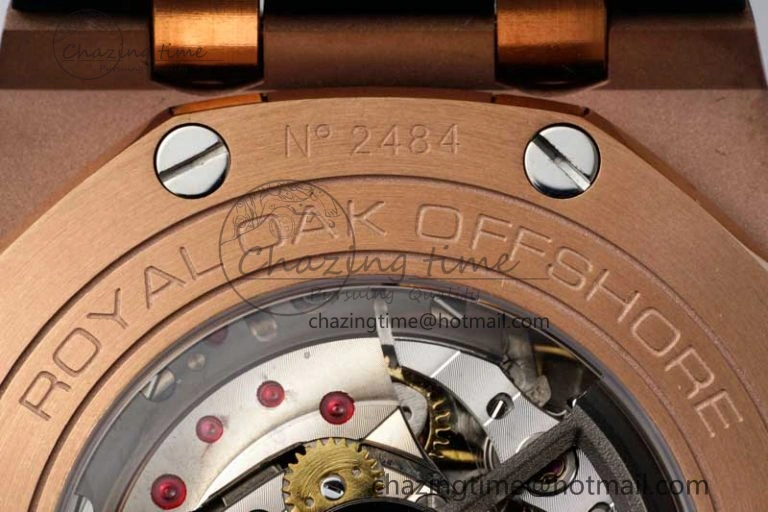 Fashionable Royal Oak Offshore 44mm RG Ceramic Bezel APF 1:1 Best Edition Black White Dial on Rubber Strap A 4743