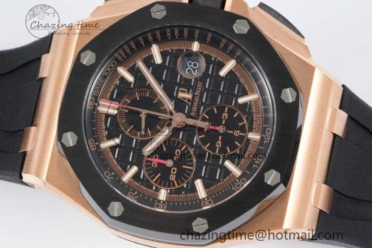 Colorful Royal Oak Offshore 44mm RG Ceramic Bezel JJF 1:1 Best Edition Black Dial on Rubber Strap A3126 V 4659