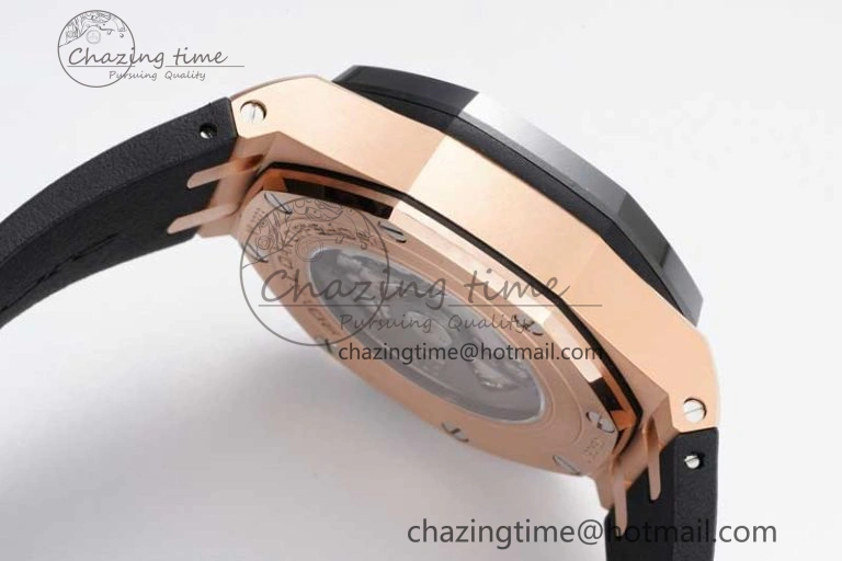 Colorful Royal Oak Offshore 44mm RG Ceramic Bezel JJF 1:1 Best Edition Black Dial on Rubber Strap A3126 V 4659
