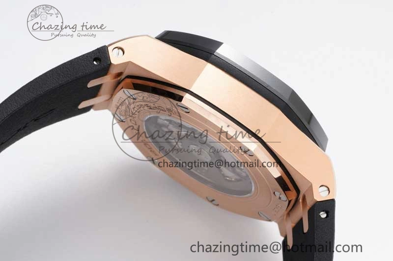 Colorful Royal Oak Offshore 44mm RG Ceramic Bezel JJF 1:1 Best Edition Black Dial on Rubber Strap A3126 V 4659
