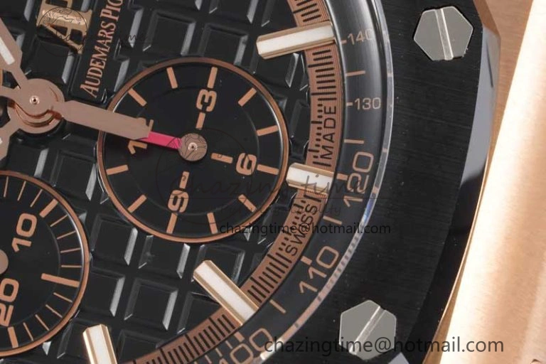 Colorful Royal Oak Offshore 44mm RG Ceramic Bezel JJF 1:1 Best Edition Black Dial on Rubber Strap A3126 V 4659