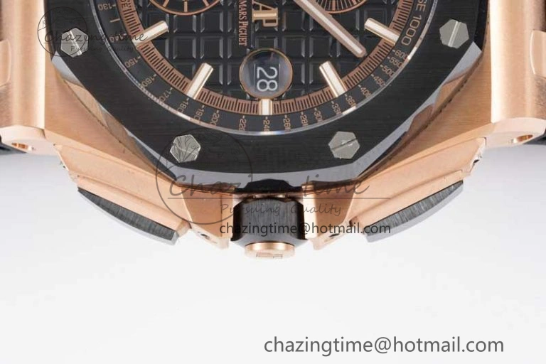Colorful Royal Oak Offshore 44mm RG Ceramic Bezel JJF 1:1 Best Edition Black Dial on Rubber Strap A3126 V 4659