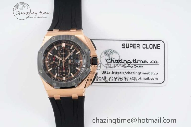 Colorful Royal Oak Offshore 44mm RG Ceramic Bezel JJF 1:1 Best Edition Black Dial on Rubber Strap A3126 V 4659