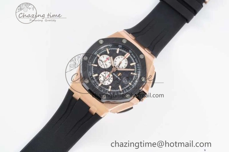 Bold Royal Oak Offshore 44mm RG Ceramic Bezel JJF 1:1 Best Edition Black White Dial on Rubber Strap A3126 V 4658