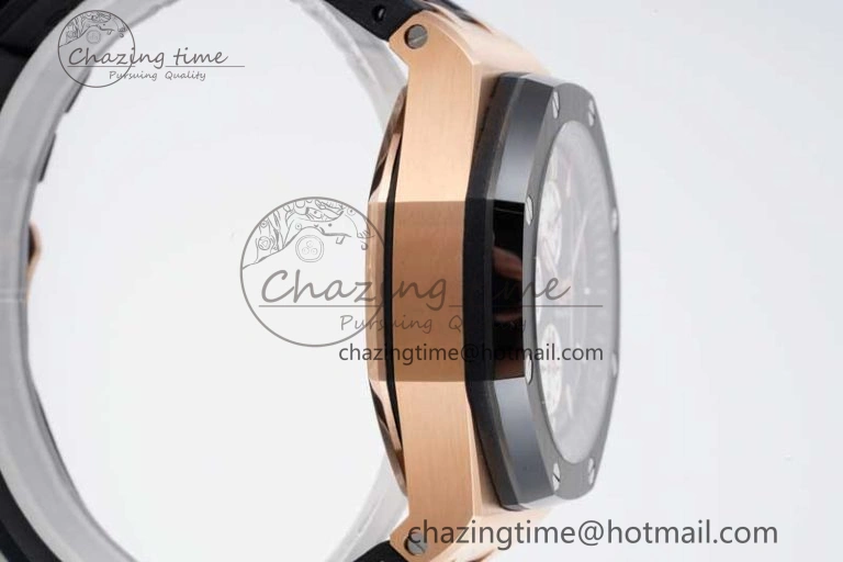 Bold Royal Oak Offshore 44mm RG Ceramic Bezel JJF 1:1 Best Edition Black White Dial on Rubber Strap A3126 V 4658