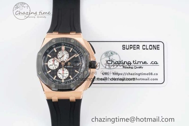 Bold Royal Oak Offshore 44mm RG Ceramic Bezel JJF 1:1 Best Edition Black White Dial on Rubber Strap A3126 V 4658