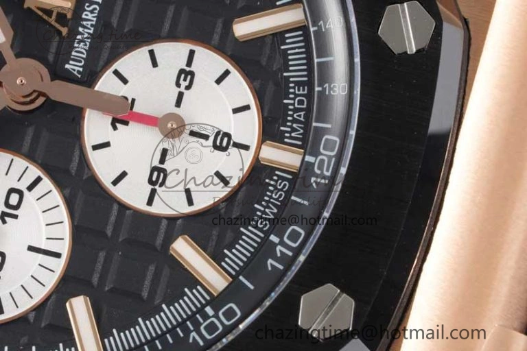 Bold Royal Oak Offshore 44mm RG Ceramic Bezel JJF 1:1 Best Edition Black White Dial on Rubber Strap A3126 V 4658