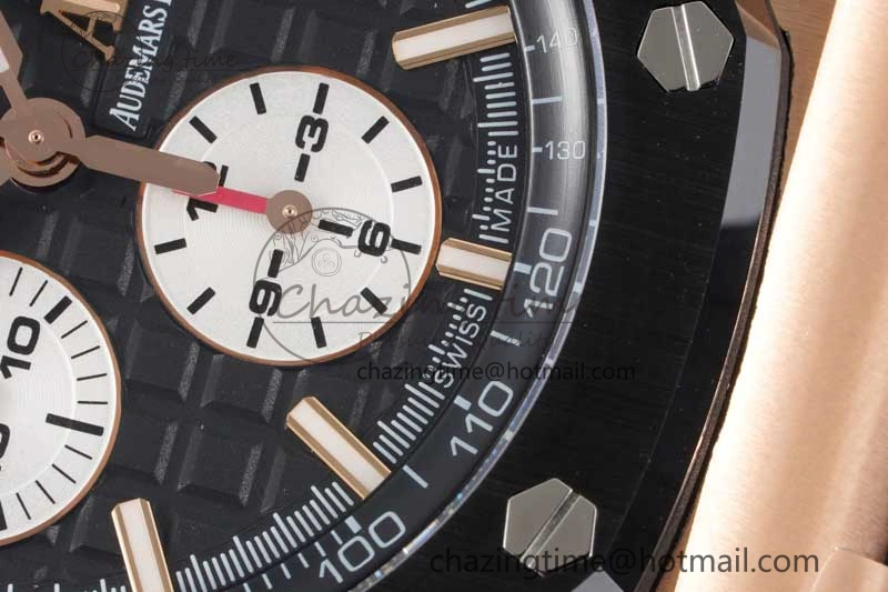 Bold Royal Oak Offshore 44mm RG Ceramic Bezel JJF 1:1 Best Edition Black White Dial on Rubber Strap A3126 V 4658