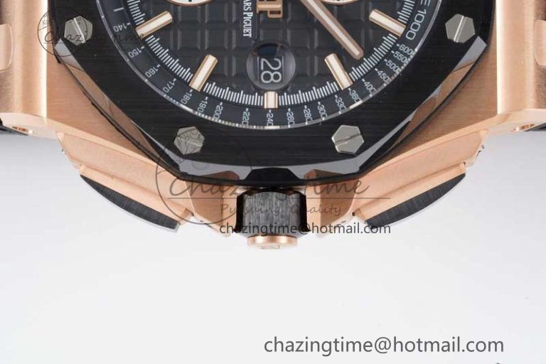 Bold Royal Oak Offshore 44mm RG Ceramic Bezel JJF 1:1 Best Edition Black White Dial on Rubber Strap A3126 V 4658