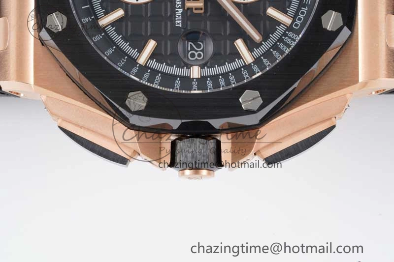Bold Royal Oak Offshore 44mm RG Ceramic Bezel JJF 1:1 Best Edition Black White Dial on Rubber Strap A3126 V 4658