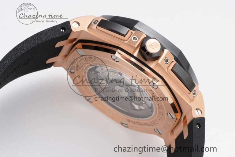 Bold Royal Oak Offshore 44mm RG Ceramic Bezel JJF 1:1 Best Edition Black White Dial on Rubber Strap A3126 V 4658