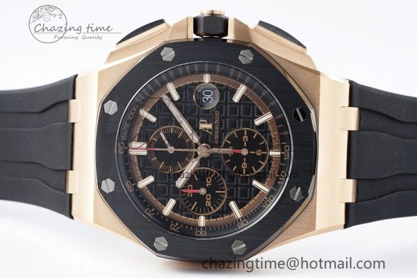 NewStyle Royal Oak Offshore 44mm RG Ceramic Bezel RSF 1:1 Best Edition Black Dial on Rubber Strap A3126 V 4721
