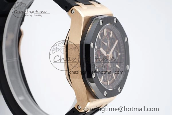 NewStyle Royal Oak Offshore 44mm RG Ceramic Bezel RSF 1:1 Best Edition Black Dial on Rubber Strap A3126 V 4721