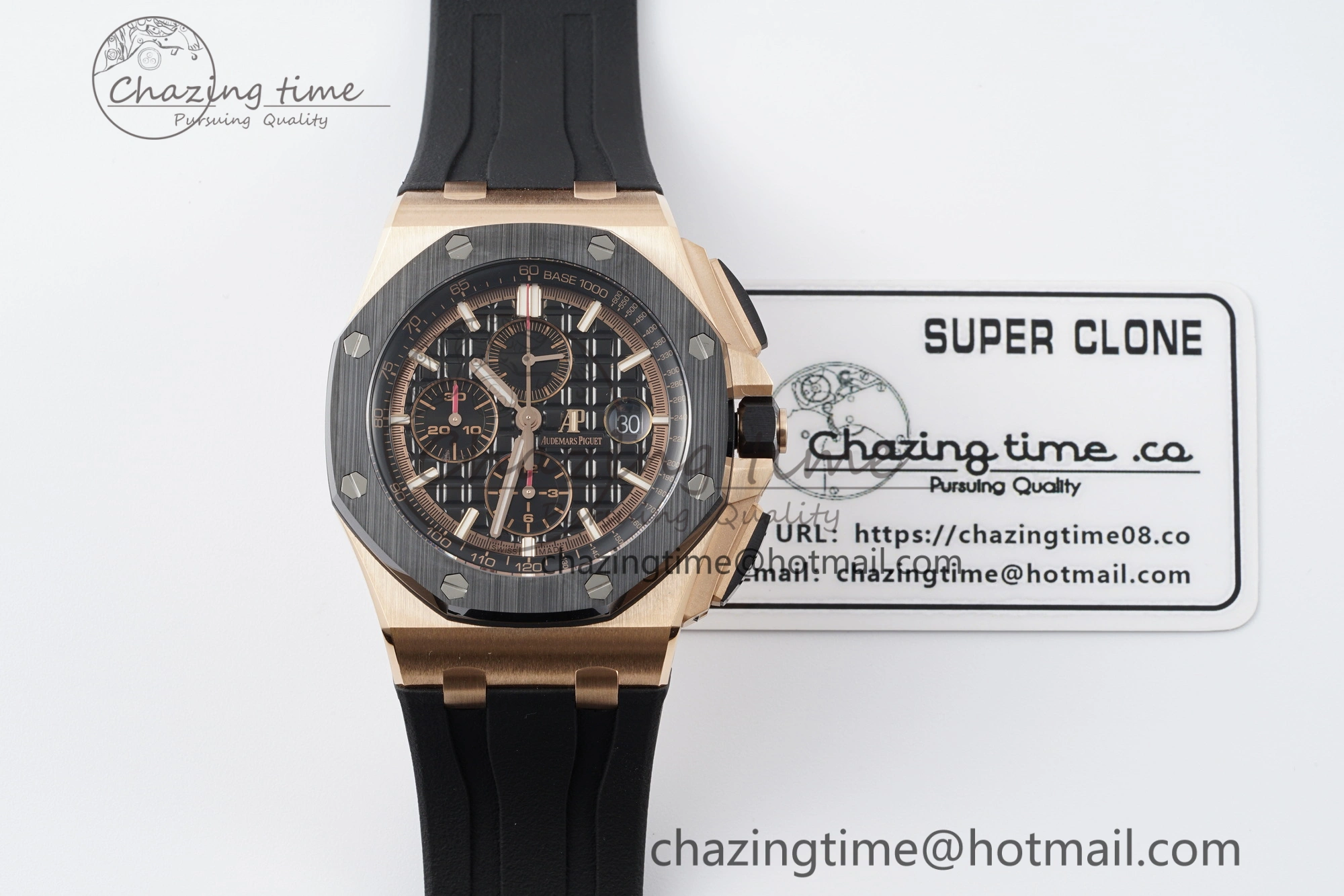 NewStyle Royal Oak Offshore 44mm RG Ceramic Bezel RSF 1:1 Best Edition Black Dial on Rubber Strap A3126 V 4721