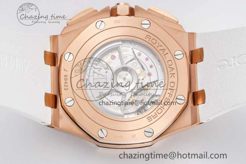 Royal Oak Offshore 44mm RG JJF 1:1 Best Edition White Dial on White Rubber Strap A3126 V Flexible 4654