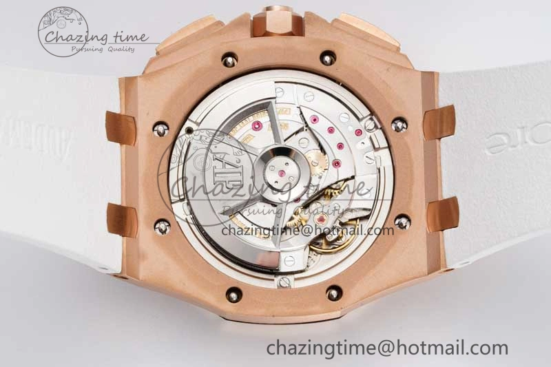 Royal Oak Offshore 44mm RG JJF 1:1 Best Edition White Dial on White Rubber Strap A3126 V Flexible 4654