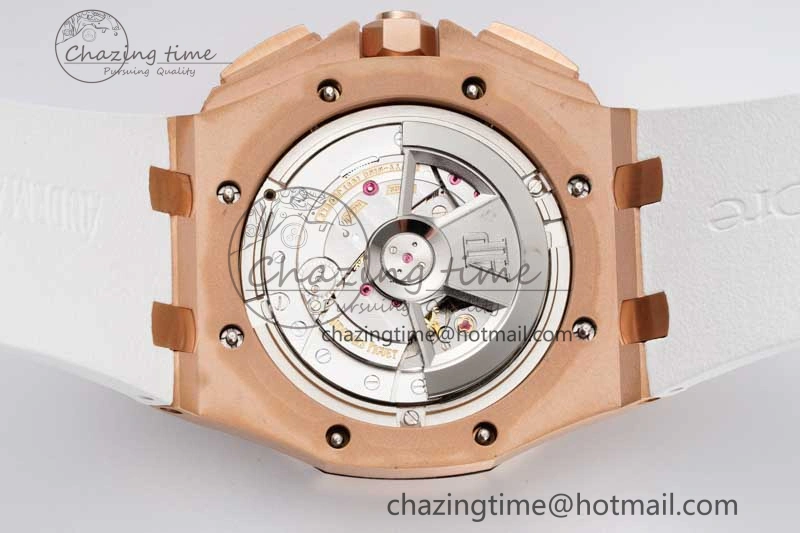 Royal Oak Offshore 44mm RG JJF 1:1 Best Edition White Dial on White Rubber Strap A3126 V Flexible 4654