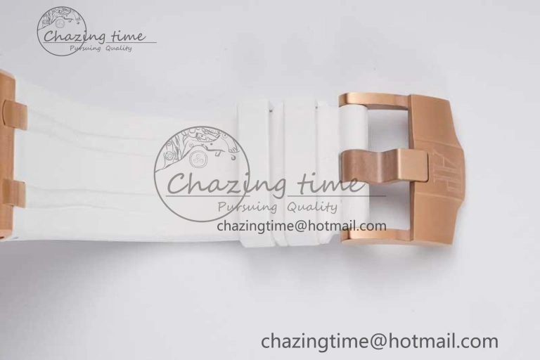 Royal Oak Offshore 44mm RG JJF 1:1 Best Edition White Dial on White Rubber Strap A3126 V Flexible 4654