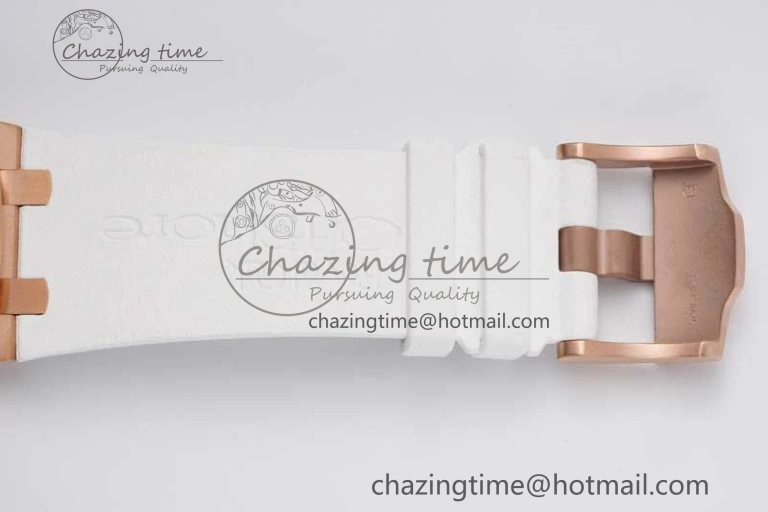 Royal Oak Offshore 44mm RG JJF 1:1 Best Edition White Dial on White Rubber Strap A3126 V Flexible 4654