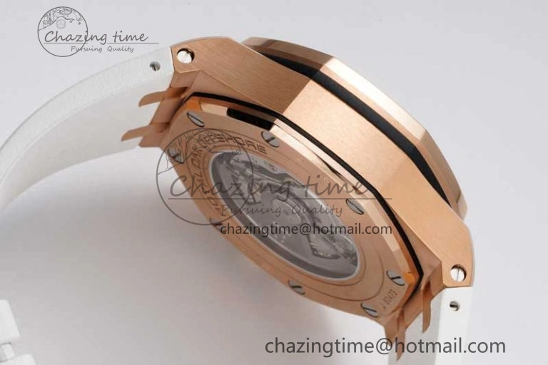 Royal Oak Offshore 44mm RG JJF 1:1 Best Edition White Dial on White Rubber Strap A3126 V Flexible 4654