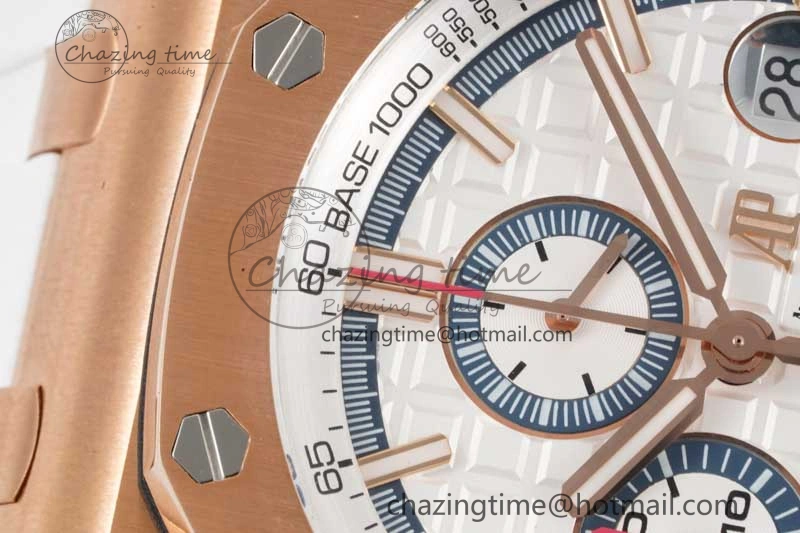Royal Oak Offshore 44mm RG JJF 1:1 Best Edition White Dial on White Rubber Strap A3126 V Flexible 4654