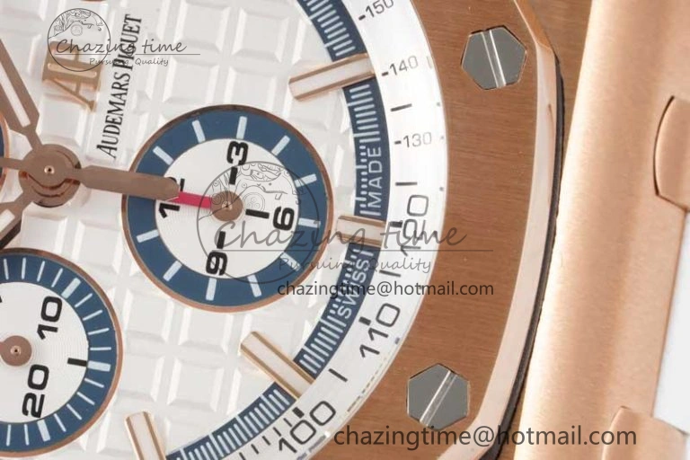 Royal Oak Offshore 44mm RG JJF 1:1 Best Edition White Dial on White Rubber Strap A3126 V Flexible 4654