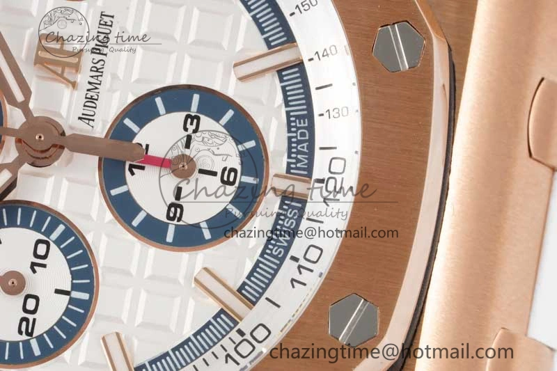 Royal Oak Offshore 44mm RG JJF 1:1 Best Edition White Dial on White Rubber Strap A3126 V Flexible 4654