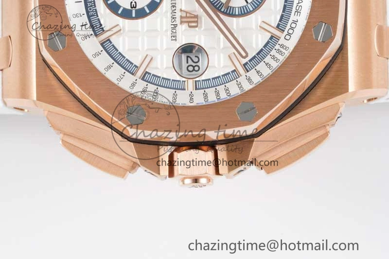 Royal Oak Offshore 44mm RG JJF 1:1 Best Edition White Dial on White Rubber Strap A3126 V Flexible 4654