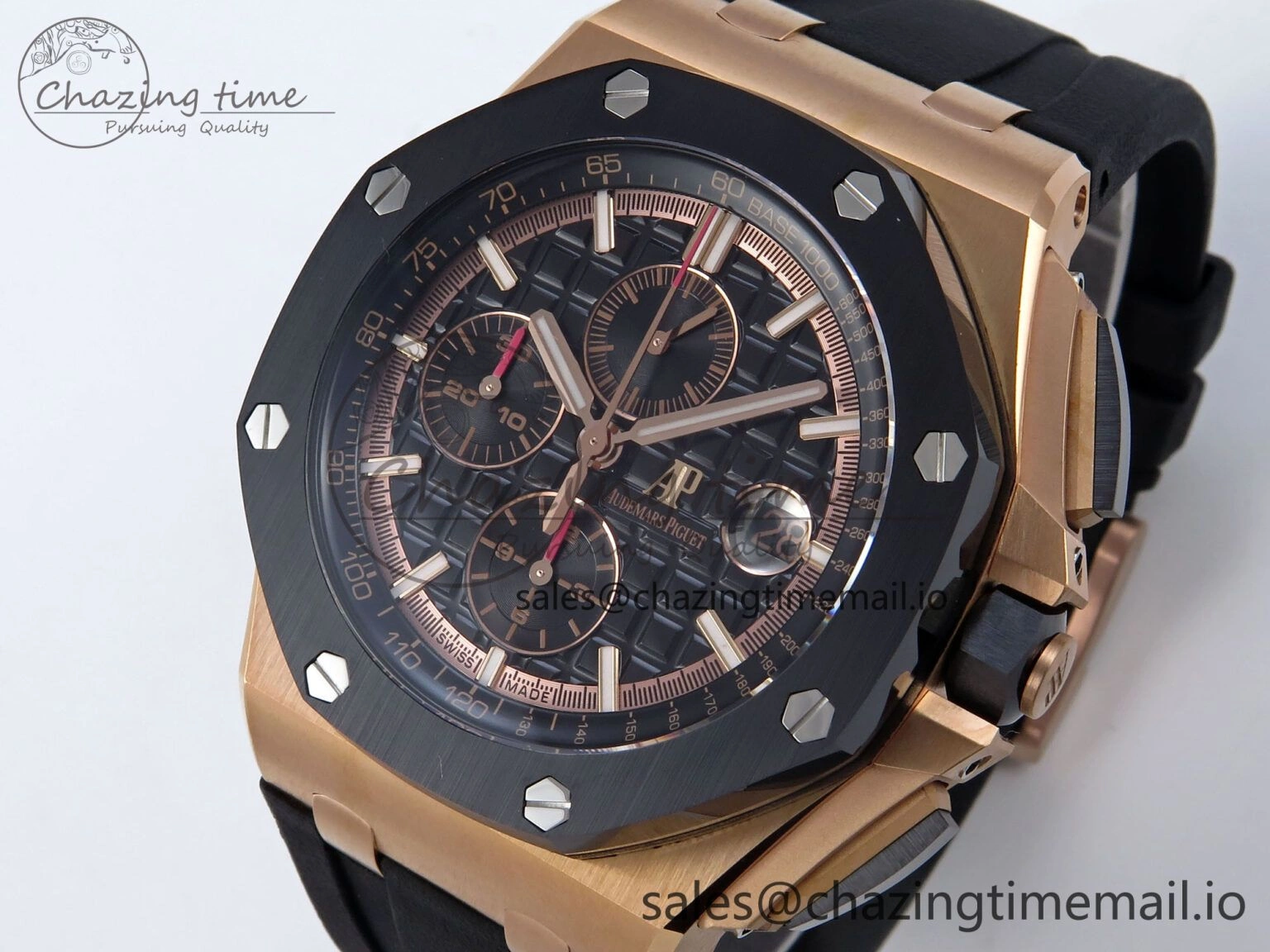 Royal Oak Offshore 44mm RG TKF 1:1 Best Edition Black Dial on Black Rubber Strap A SmartChoice 4319