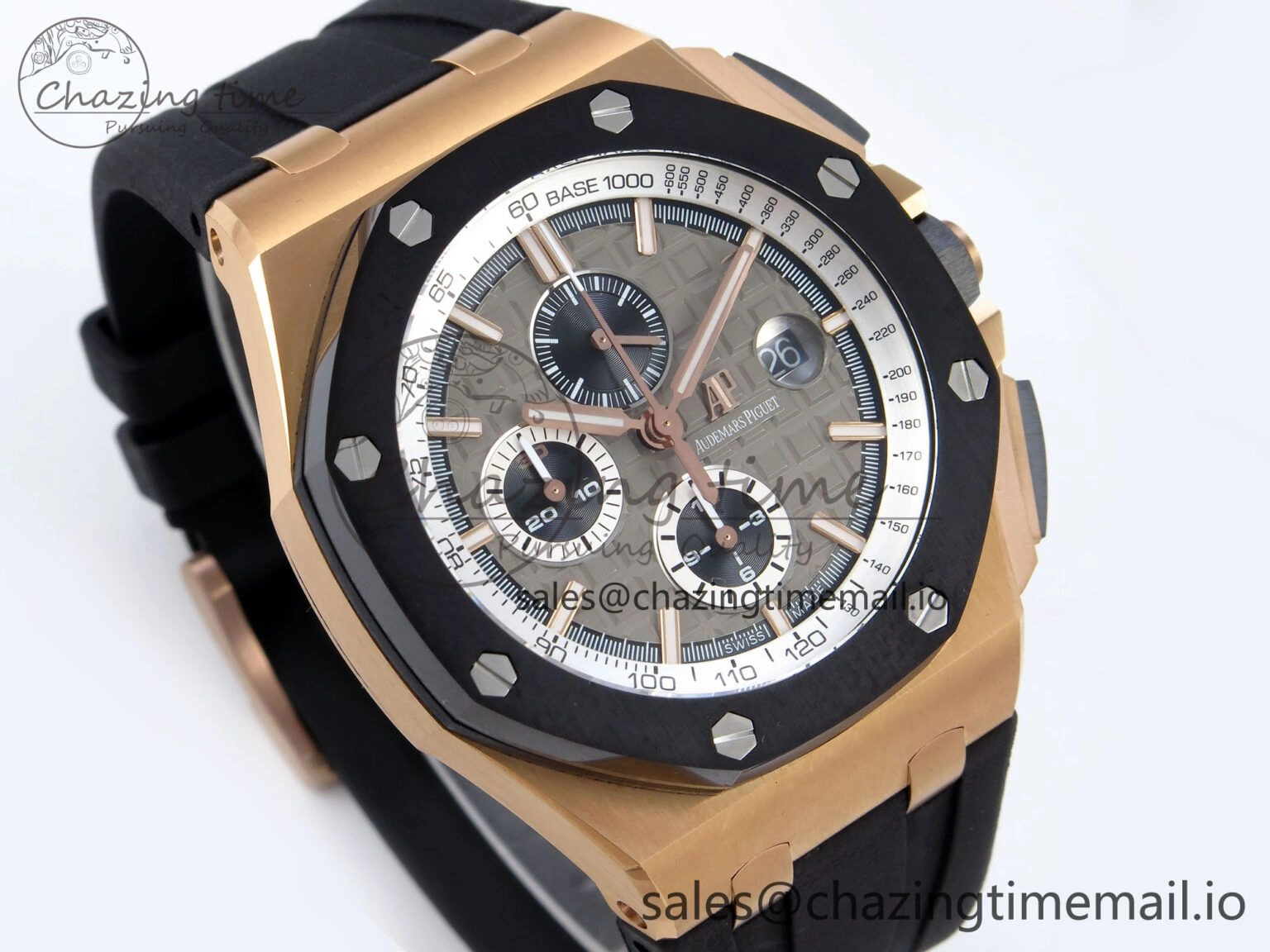 Royal Oak Offshore 44mm RG TKF 1:1 Best Edition Gray Dial on Black Rubber Strap A WellDesigned 4372
