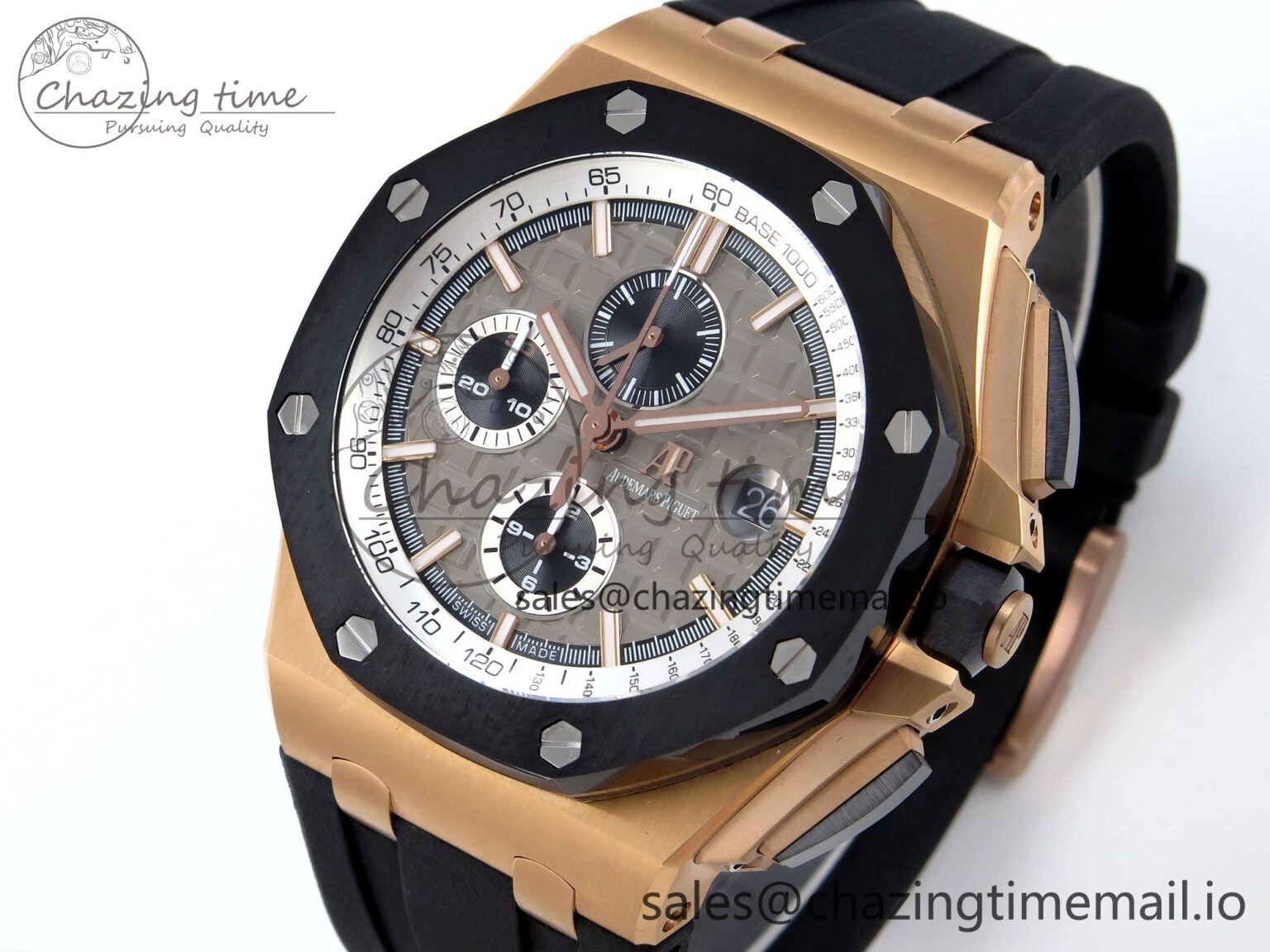 Royal Oak Offshore 44mm RG TKF 1:1 Best Edition Gray Dial on Black Rubber Strap A WellDesigned 4372